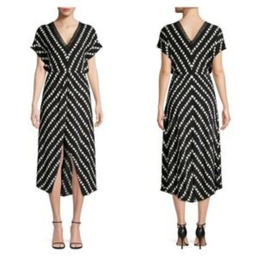 Maje Ritta Daisy Print Crepe Midi Dress 4 (x-large)
